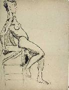 Theo van Doesburg Vrouwelijk naakt op een stoel oil